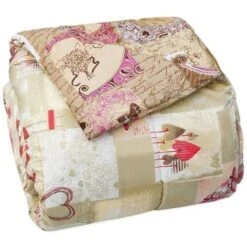 Trapunta Matrimoniale Stagione Primaverile Invernale 200gr Morbida Shabby Chic Cuori - Rosa