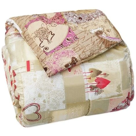 Trapunta Matrimoniale Stagione Primaverile Invernale 200gr Morbida Shabby Chic Cuori - Rosa 3 Trapunta Matrimoniale Stagione Primaverile Invernale 200gr Morbida Shabby Chic Cuori - Rosa