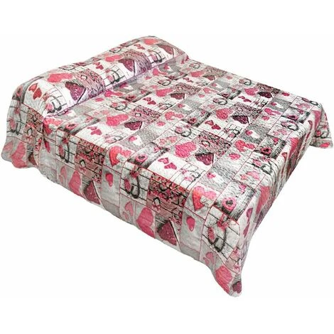 Trapunta Matrimoniale Stagione Primaverile Invernale 200gr Morbida Shabby Chic Cuori - Rosa 4 Trapunta Matrimoniale Stagione Primaverile Invernale 200gr Morbida Shabby Chic Cuori - Rosa - immagine 2