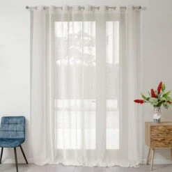 Baroni Home Tenda - Tenda Da Soggiorno O Camera 140x280 Cm - Trasparente Natural Con Occhiello