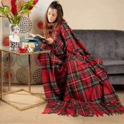 Baroni Home Plaid In Misto Cotone. Plaid Divano Scozzese. Coperta Made In Italy130x170 Cm (Rosso) -Vendite ATMOSPHERA || None || Maxwell & Williams 54679463 3