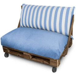 Cuscino Per Pallet Toldotex Cielo Blu Fodera Schienale Angolo 65x45x25 (a Righe) Senza Imbottitura Cielo Blu
