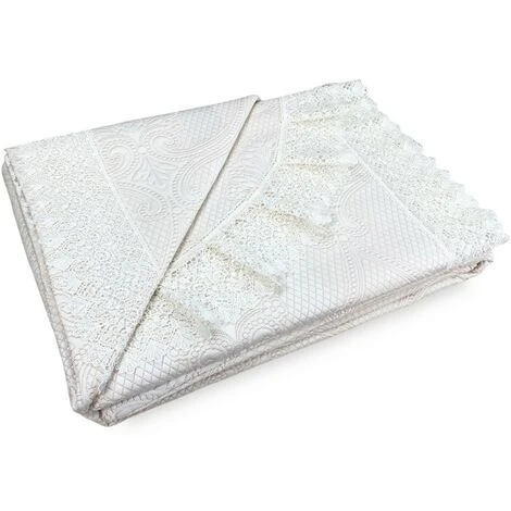 COPRILETTO Con Pizzo MACRAMÈ Panna MATRIMONIALE Idea SPOSA Con Federe Coordinate 5 COPRILETTO Con Pizzo MACRAMÈ Panna MATRIMONIALE Idea SPOSA Con Federe Coordinate - immagine 3