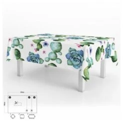 Tovaglia Rettangolare In Gomma Cactus Impermeabile Pvc Antimacchia 140x250 Cm.