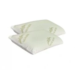Coppia Cuscini In Memory Foam, Modello Saponetta, Fodera In Aloe Vera, Altezza 13cm