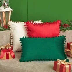 Federe Cuscini In Velluto Per Divano ，Copricuscini Arredo Casa Moderni Con Pom Poms ,Fodere Cuscino In Tinta Unita Eleganti Per Camera Da Letto Salotto Sedia , 2 Pezzi,45x45CM，verde Acqua -Vendite ATMOSPHERA || None || Maxwell & Williams 56803630 5