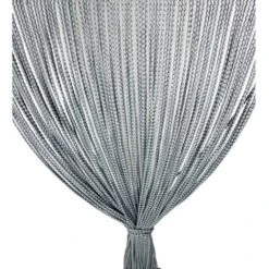 TENDA Mariel © SOFFICE A PERLINE In Stoffa Morbida Anti Insetti Antirumore A Fili GRIGIO Cm. 100x220