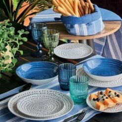 Set 2 Strofinacci In Cotone Colore Blu Linea Antibes -Vendite ATMOSPHERA || None || Maxwell & Williams 57797506 2