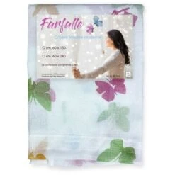 Coppia TENDINA Vetro FARFALLE Bianco Larghe Cm. 60 Da Finestra E Da Porta COPPIA (2 TELI) CM. 60X150