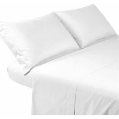 Completo Letto Set Lenzuola Federe Cotone Rifinito Anallergico Misure Maxi Bianco - 1 Piazza