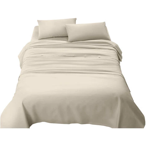 Completo Letto Misura Alla Francese A Tinta Unita Prodotto Italiano Set Lenzuola 100% Cotone Beige - Francese 5 Completo Letto Misura Alla Francese A Tinta Unita Prodotto Italiano Set Lenzuola 100% Cotone Beige - Francese - immagine 3
