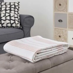 Baroni Home Telo Copritutto In Misto Cotone. 3-in-1 Copriletto Estivo. Plaid E Copridivano. Telo Multiuso Singolo 170x260 Cm - Righe Ecru -Vendite ATMOSPHERA || None || Maxwell & Williams 59728691 5