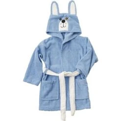 Baroni Home Accappatoio Da Bambino E Bambina Con Cappuccio, 100% Cotone, Con Tasche, 0-2 Anni, Cane