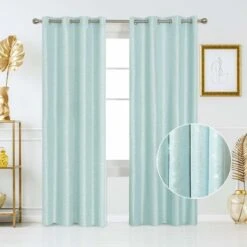 Deconovo Tende Camera Da Letto Con Occhielli Moderne 2 Pezzi 140x290 Cm ( LxA ) - Blu Cielo