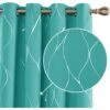 Deconovo Tende Oscuranti Con Motivo Fili D'Argento Moderne Con Anelli 2 Pezzi 132x138 Cm ( LxA ) - Turchese