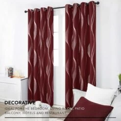 Deconovo Tende Oscuranti Per Interni Moderne Con Onda D'Argento 2 Pezzi 117x138 Cm ( LxA ) - Rosso Scuro -Vendite ATMOSPHERA || None || Maxwell & Williams 59998964 3