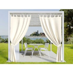 Tenda Gazebo Da Esterno Idrorepellente Resistente Impermeabile Antimuffa Con Passanti Tenda Per Giardino Balcone Piscina Terrazzo 160 X 270 Cm Colore Bianco