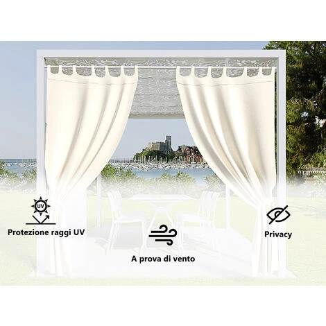 Tenda Gazebo Da Esterno Idrorepellente Resistente Impermeabile Antimuffa Con Passanti Tenda Per Giardino Balcone Piscina Terrazzo 160 X 270 Cm Colore Bianco 4 Tenda Gazebo Da Esterno Idrorepellente Resistente Impermeabile Antimuffa Con Passanti Tenda Per Giardino Balcone Piscina Terrazzo 160 X 270 Cm Colore Bianco - immagine 2