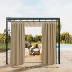 Tenda Gazebo Da Esterno Idrorepellente Resistente Impermeabile Antimuffa Con Passanti E Bottoni Tenda Oscurante Per Giardino Balcone Piscina Terrazzo 150 X 270 Cm Colore Beige