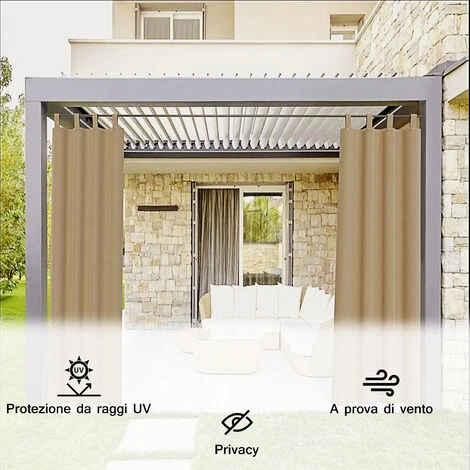 Tenda Gazebo Da Esterno Idrorepellente Resistente Impermeabile Antimuffa Con Passanti E Bottoni Tenda Oscurante Per Giardino Balcone Piscina Terrazzo 150 X 270 Cm Colore Beige 4 Tenda Gazebo Da Esterno Idrorepellente Resistente Impermeabile Antimuffa Con Passanti E Bottoni Tenda Oscurante Per Giardino Balcone Piscina Terrazzo 150 X 270 Cm Colore Beige - immagine 2