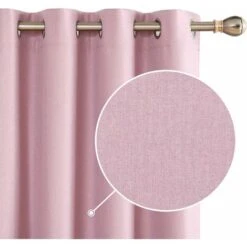 Deconovo Tende Oscuranti Per Interni Totali In Finto Lino Con Anelli 2 Pezzi 140x175 Cm - Rosa