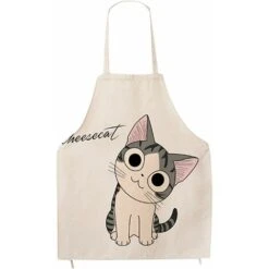 Grembiule Da Cucina In Cotone Per Ragazze E Donne, Motivo Cartone Animato, Cotone, Marrone, Adulti