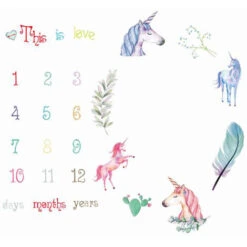 Coperta Per La Crescita Mensile Del Neonato Puntelli Per Fotografia Puntelli Per Sfondo In Stoffa Commemorativa Puntelli Per Bambini, Unicorno