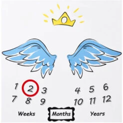 Coperta Per La Crescita Mensile Del Neonato Puntelli Per Fotografia Puntelli Per Sfondo In Stoffa Commemorativa Puntelli Per Bambini, Corona Ali Blu