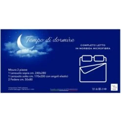 COMPLETO LENZUOLO In Morbida Microfibra TINTA Unita BLU Matrimoniale 2 PIAZZE No Stiro -Vendite ATMOSPHERA || None || Maxwell & Williams 64130745 5