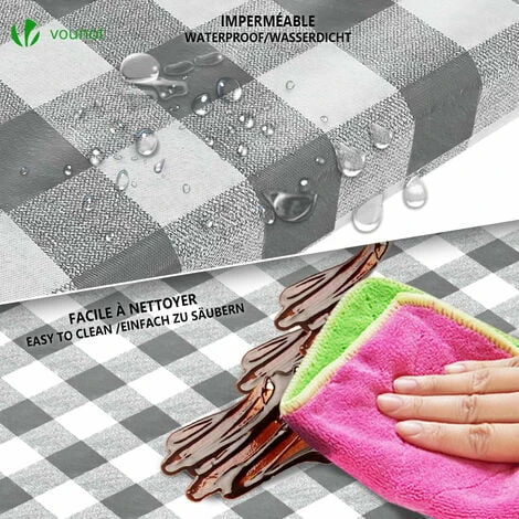 VOUNOT 3 Pezzi Tovaglie Per Tavoli Panche Da Birreria, Copritavolo Esterno In Vinile A Quadretti 5 VOUNOT 3 Pezzi Tovaglie Per Tavoli Panche Da Birreria, Copritavolo Esterno In Vinile A Quadretti - immagine 3