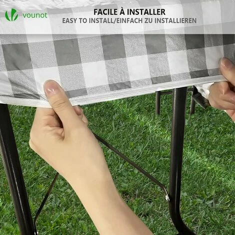VOUNOT 3 Pezzi Tovaglie Per Tavoli Panche Da Birreria, Copritavolo Esterno In Vinile A Quadretti 7 VOUNOT 3 Pezzi Tovaglie Per Tavoli Panche Da Birreria, Copritavolo Esterno In Vinile A Quadretti - immagine 5