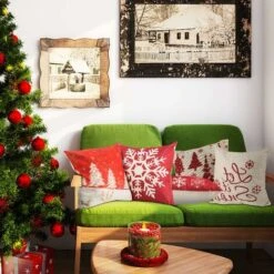 5 Pezzi (45 X 45 Cm) Federe Natalizie In Cotone E Lino Decorativo Federe Natale Fiocco Di Neve Divano Cuscino Per Natale Casa Favore -Vendite ATMOSPHERA || None || Maxwell & Williams 66559779 4