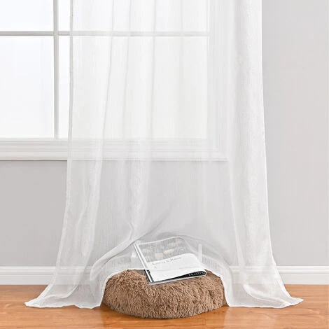 Tenda Passante Per Asta 140x260 Cm Voile Bianco Effetto Lino Decorazioni Per La Casa Soggiorno Camera Da Letto Cucina Finestra - 2 Pannelli 7 Tenda Passante Per Asta 140x260 Cm Voile Bianco Effetto Lino Decorazioni Per La Casa Soggiorno Camera Da Letto Cucina Finestra - 2 Pannelli - immagine 5