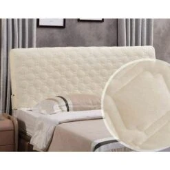 Copritestata Copriletto Copritestata Elasticizzato 180cm, Copritestata Trapuntato In Cotone Tinta Unita Copri Testiera,Beige-180x80cm