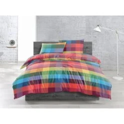 Parure Copripiumino Matrimoniale Sacco E Federe Fantasia Scozzese ,tartan Scozzese