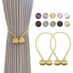 Fermatende Magnetiche Per Tende, Fermacravatte Alla Moda Accessori Per Tende Con Fibbia Per Tende Per La Casa, La Camera Da Letto, L'ufficio, Beige (2 Pezzi - Luz De Oro)