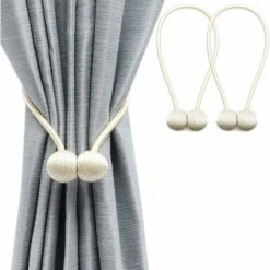 Fermatenda Magnetici Per Tende, Fermacravatte Per Tende Accessori Per Tende Con Fibbia Alla Moda Per La Casa, La Camera Da Letto, L'ufficio, Beige (2 Pezzi - Bianco Sporco)