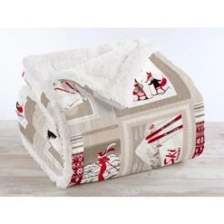 Coperta Plaid In Pile Sherpa Invernale In Finta Pelliccia 320 Gr-Mq Sciare - Plaid 130x160
