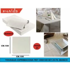 TOVAGLIA COPRIMACCHIA TNT 100X100 SET 25 PZ. BIANC