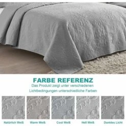 Copriletto 220x240 Cm - Copriletto Matrimoniale Trapuntato Moderno, Copriletto Decorativo Reversibile Leggero Ipoallergenico Morbida Microfibra Copriletto Con Motivo Floreale Moderno, Grigio -Vendite ATMOSPHERA || None || Maxwell & Williams 69714759 4