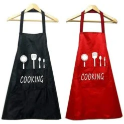 MINKUROW Confezione Da 2 Grembiuli, Grembiule Da Cucina Impermeabile Con Tasche, Grembiule Da Cucina Regolabile, Grembiule Da Barbecue, Grembiule Con Bavaglino, Bar, Ristorante, Grembiule Da Cucina Pe