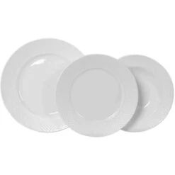 Servizio Di Piatti Thalia Per 6 Persone In Porcellana Bianca 18 Pezzi Elegante