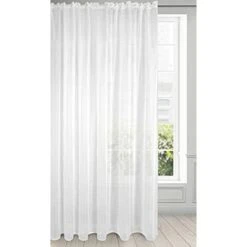 Eurofirany Lucy Tenda Liscia, Trasparente, Fettuccia Arricciata, Voile, 1 Pezzo, Camera Da Letto, Soggiorno, Elegante, Poliestere, 350 X 250 Cm, Bianca