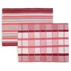 Soleil D'Ocre 712025 Paella -Strofinacci In Cotone Jacquard, 50 X 70 Cm (Confezione Da 2), Cotone, Rose, 50 X 70 Cm