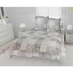 Soleil D'ocre Aurore Boutis, Cotone, Grigio, 240 X 260 Cm