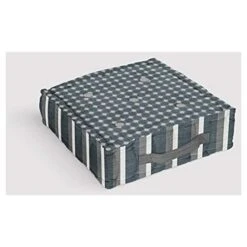 Soleil D'ocre Lisbonne Cuscino Tappezzato, Cotone, Bianco, 40 X 40 X 8 Cm