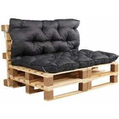 Ambientehome Cuscino Per Pallet Con Schienale Circa 120 X 140 X 10 Cm Euro Pallet Grigio 20064