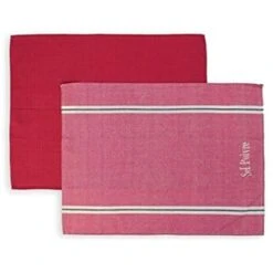 Soleil D'Ocre 712031Sale E Pepe,Set Di 2Strofinacci In Cotone Jacquard, 50 X 70 Cm, Cotone, Rosso, 50 X 70 Cm