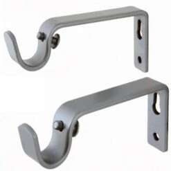 Trade Shop - Set 4 Ganci Gancio Supporto Per Bastone Tenda Max 2 Cm Acciaio Fissaggio Parete