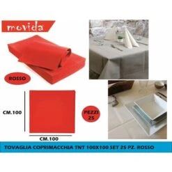 TOVAGLIA COPRIMACCHIA TNT 100X100 SET 25 PZ. ROSSO